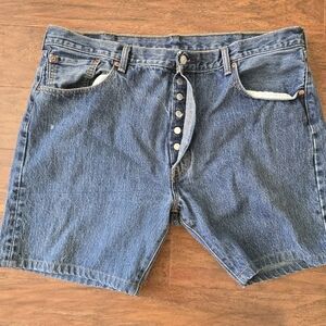 Vintage Levis 501 Jean Shorts Jorts Mens Size 40 Blue Denim Button Fly